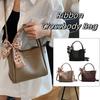 Minimalist Pu Leather Bucket Bag Solid Color Women 's Handbag Casual Crossbody Bag  Women