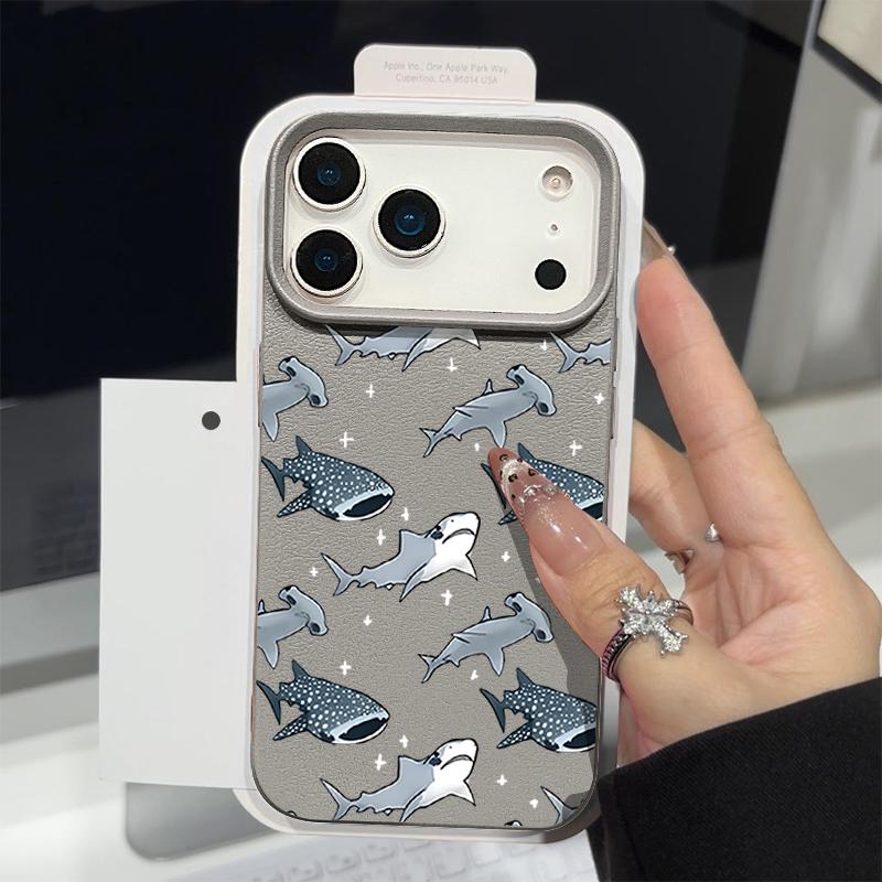 Модный Чехол В Морском Стиле С Рисунком Китов Для iPhone 17 16 Pro Max Роскошная Матовая Силиконовая Крышка С Текстурой Кожи Для iPhone 15 14 13 Pro Max 11 16e 17e