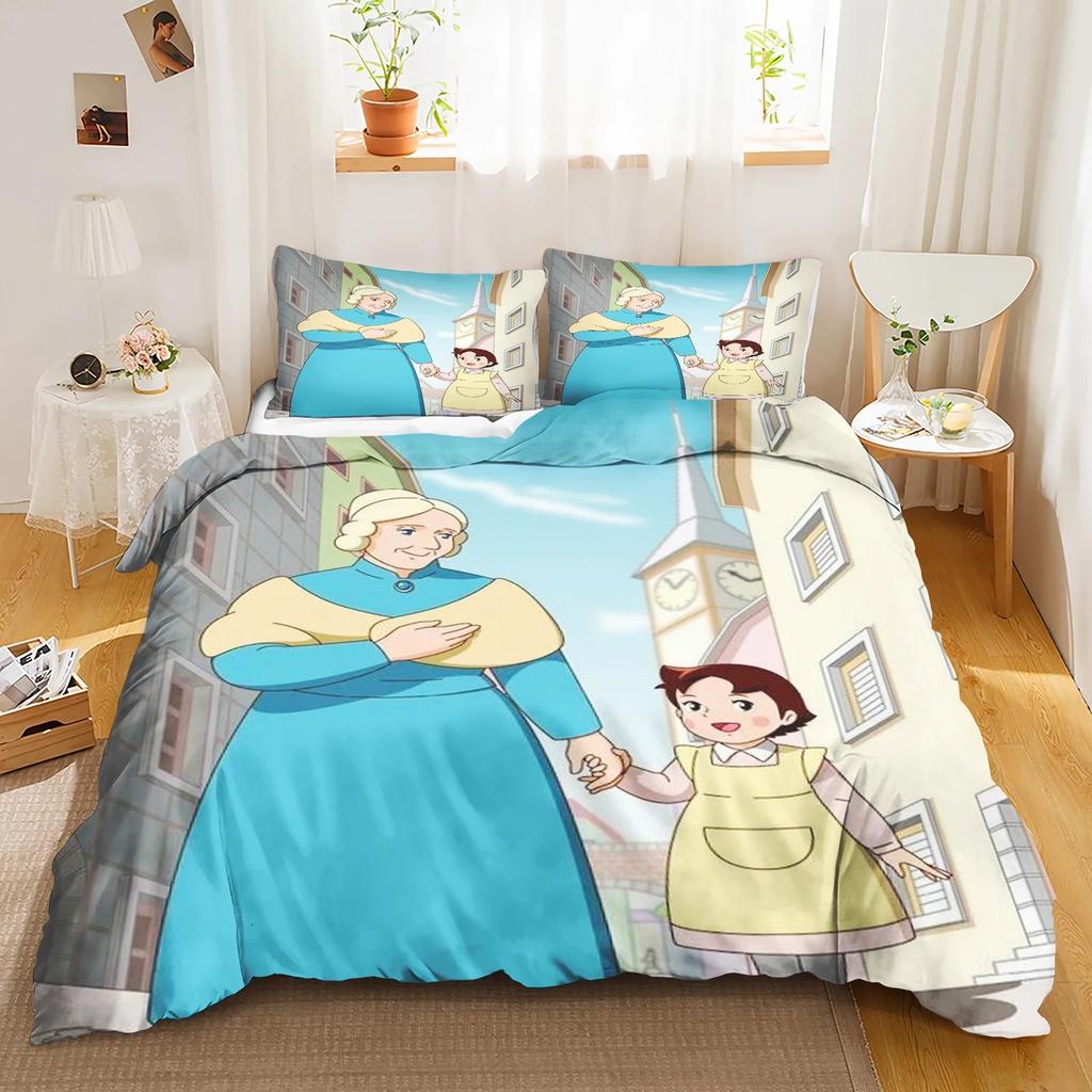 Catoon 3D Printed Duvet Cover Pillowcase Heidi Girl Bedding Set Youth Kids Girl Boys Birthday Bedroom Decoration 2/3pcs set