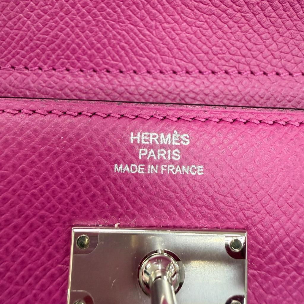 Great HERMES Tri-fold wallet Kelly wallet medium Compact wallet Epsom Leather Used