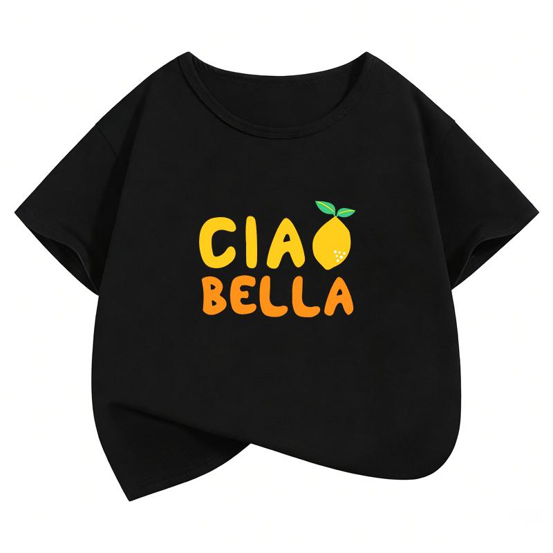Графические футболки Ciao Bella Лимон Харадзюку с коротким рукавом для детей Мальчиков Девочек Повседневный Топ Футболка Лето Весна