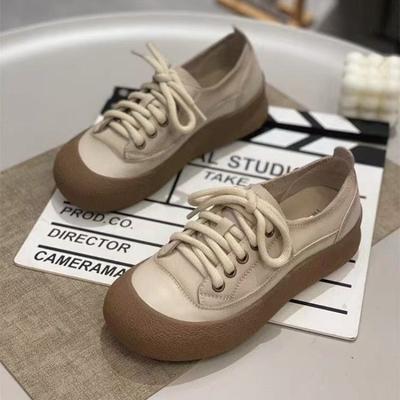Ретро одинарная обувь женская осень новая большая голова уродливая милая повседневная обувь на доске мягкая подошва легкая спортивная повседневная обувь