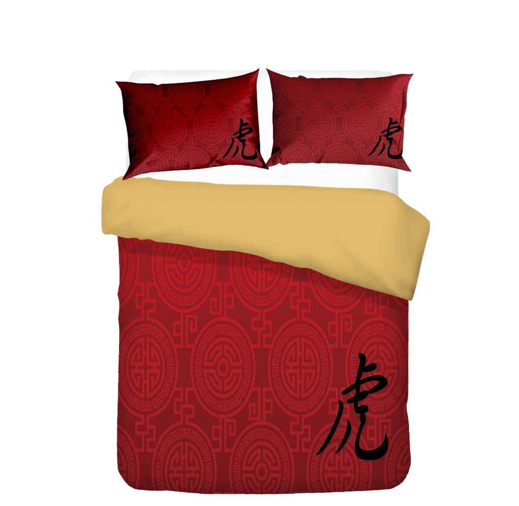 Пододеяльник в китайском стиле King Queen, праздничный комплект постельного белья с изображением красной птицы и собаки, новогодний пододеяльник из полиэстера
