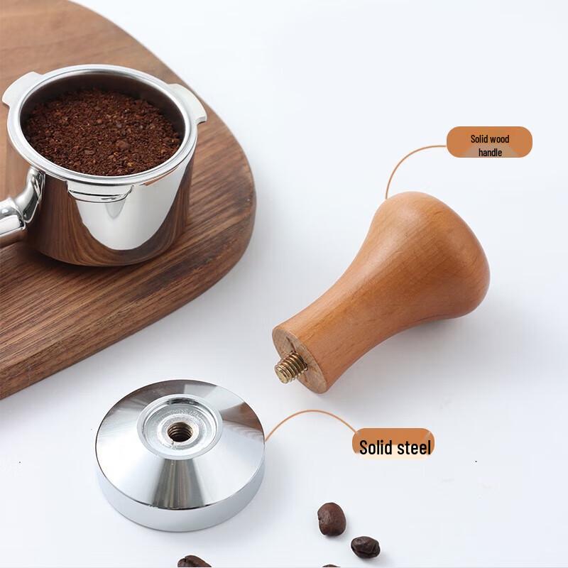 BaiJie 51mm Stainless Steel Coffee Tamper with Wood Handle