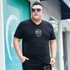 Fat Men's Fat Plus Size Short-sleeved V-neck T-shirt Oversized Loose Elastic Fat People Tide Summer Fat People Clothes