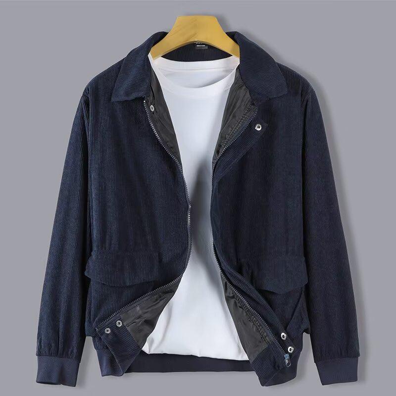 Men's Corduroy Long-Sleeve Shirt Jacket for Spring & Autumn - Trendy Hong Kong Style Casual Top