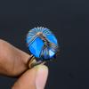 Tree Of Life Aqua Chalcedony Gemstone Copper Wire Wrapped Handmade Jewelry Ring For Mother