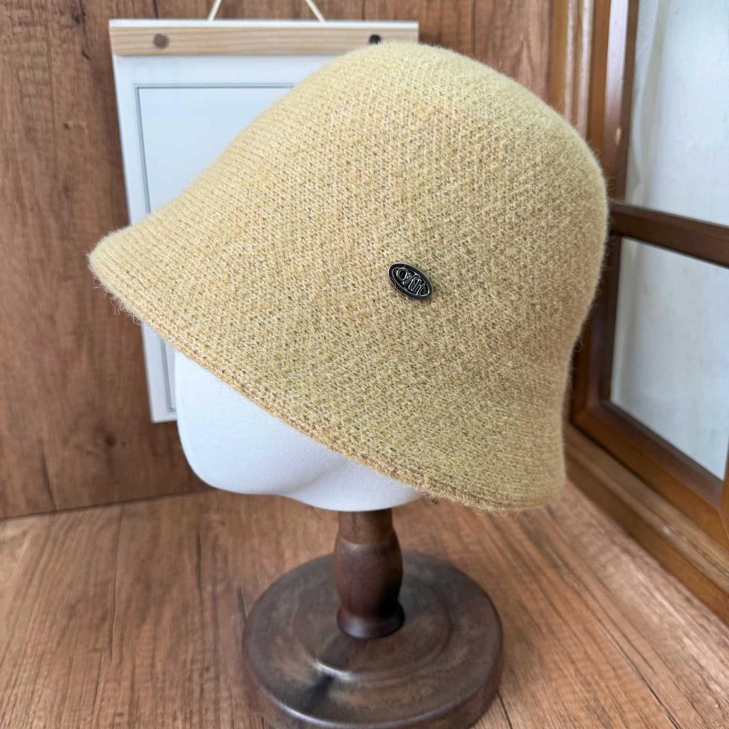 Simple literary woolen bucket hat women's autumn and winter metal standard bucket hat gentle temperament travel commuting versatile basin hat