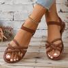 Модные Модные Шлепанцы Повседневные Плоские Сандалии для Женщин Большого Размера Женская Обувь Новый Стиль Плетеный Подъем Эластичная Лента Римские Пляжные Туфли