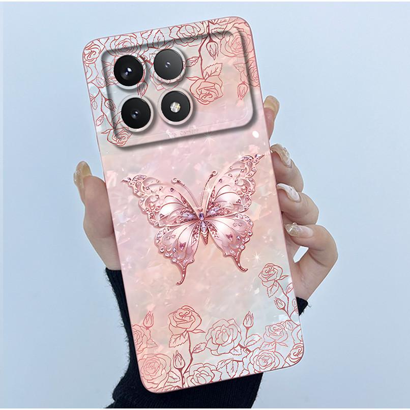 Для Xiaomi Poco X6 Pro 5G Чехол Poco X6Pro Задняя крышка Модный Минимализм Цветочный Мягкий Жидкий Силиконовый Чехол Для PocoX6 Pro Fundas