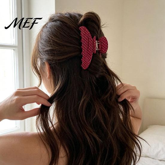 Durable Plastic Hair Clips Polka Dot Claw Clip for Women, 3.9 Inch Black/White/Red Big Clips, Large Non Slip Accessory, Strong Hold No Thick