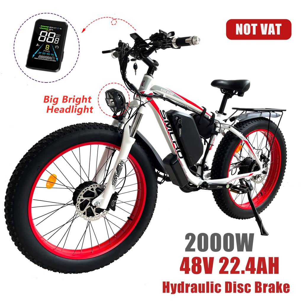 SMLRO Top Selling XDC600 Pro 21 Speed Electric Bicycle 48V 2000W Dual Motor 22.4AH Fat Mountain City E-bike 26" Ebike