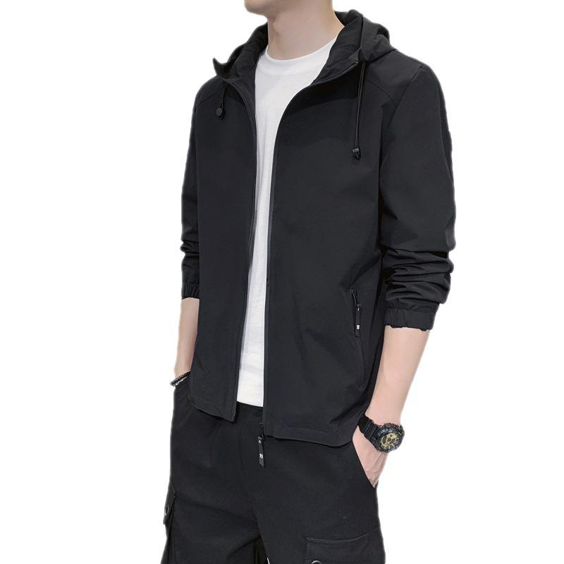 Jacket Spring and Autumn Men's Hooded Slim Jacket Korean Style Trendy and Handsome Men's Clothing
