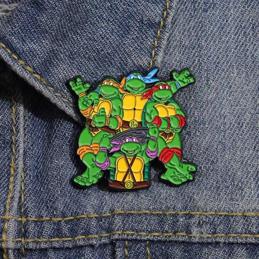 Значок с персонажем Черепашек-ниндзя: TMNT Милый Мультяшный Металлический Эмалированный Значок-Аксессуар для Одежды и Рюкзаков