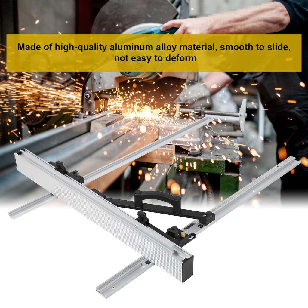 Комплект направляющих для настольной пилы, черный, серебристый, алюминиевый сплав, с ручкой точной регулировки, стол 800 мм, 1000 мм, 800 мм