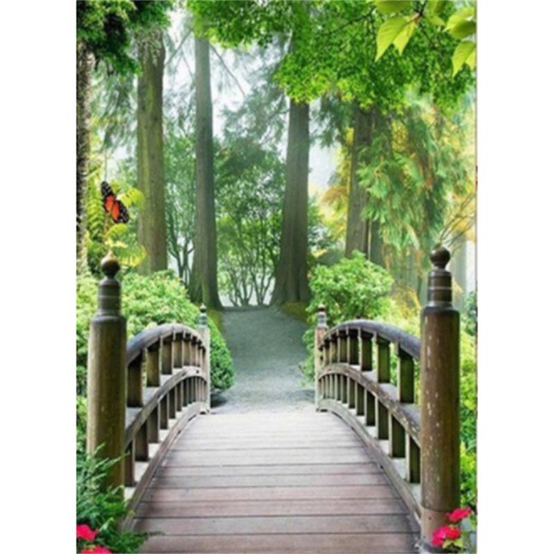 HUACAN 5D алмазная живопись Пейзаж Дерево Алмазная вышивка Лесная дорога для рукоделия и рукоделия Мозаичный мост Осенний декор