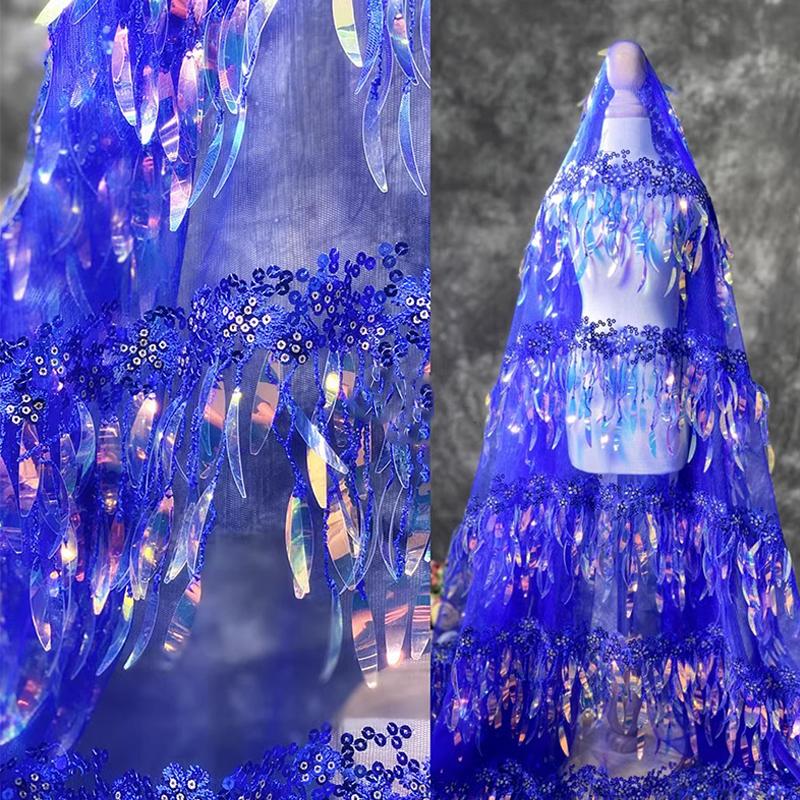 50*130 см градиентный цвет иллюзия пайетки кисточки ткань для свадебного платья модная дизайнерская ткань для самостоятельного шитья материал