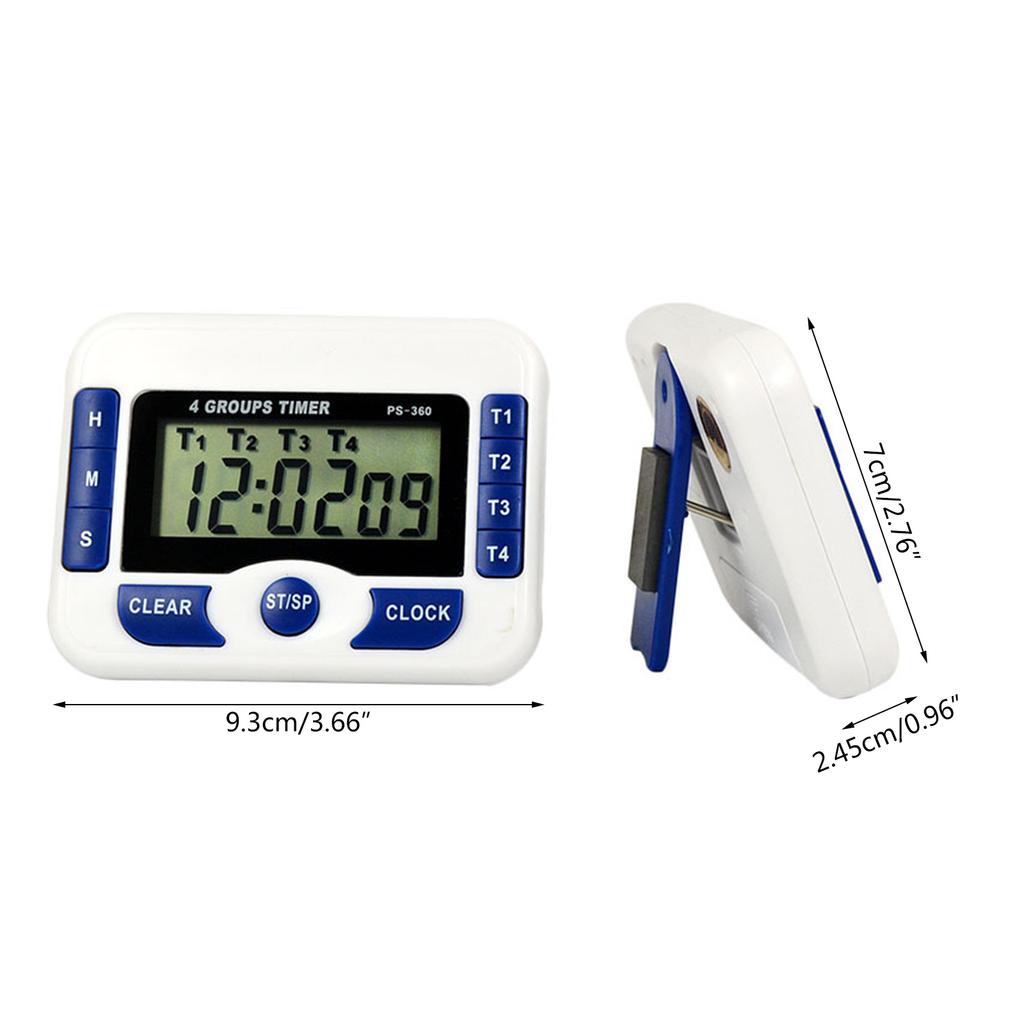 Цифровой таймер с напоминанием времени, электрический ЖК-дисплей, таймер для варки яиц, 4 канала, таймер обратного отсчета времени, будильник для приготовления пищи и выпечки