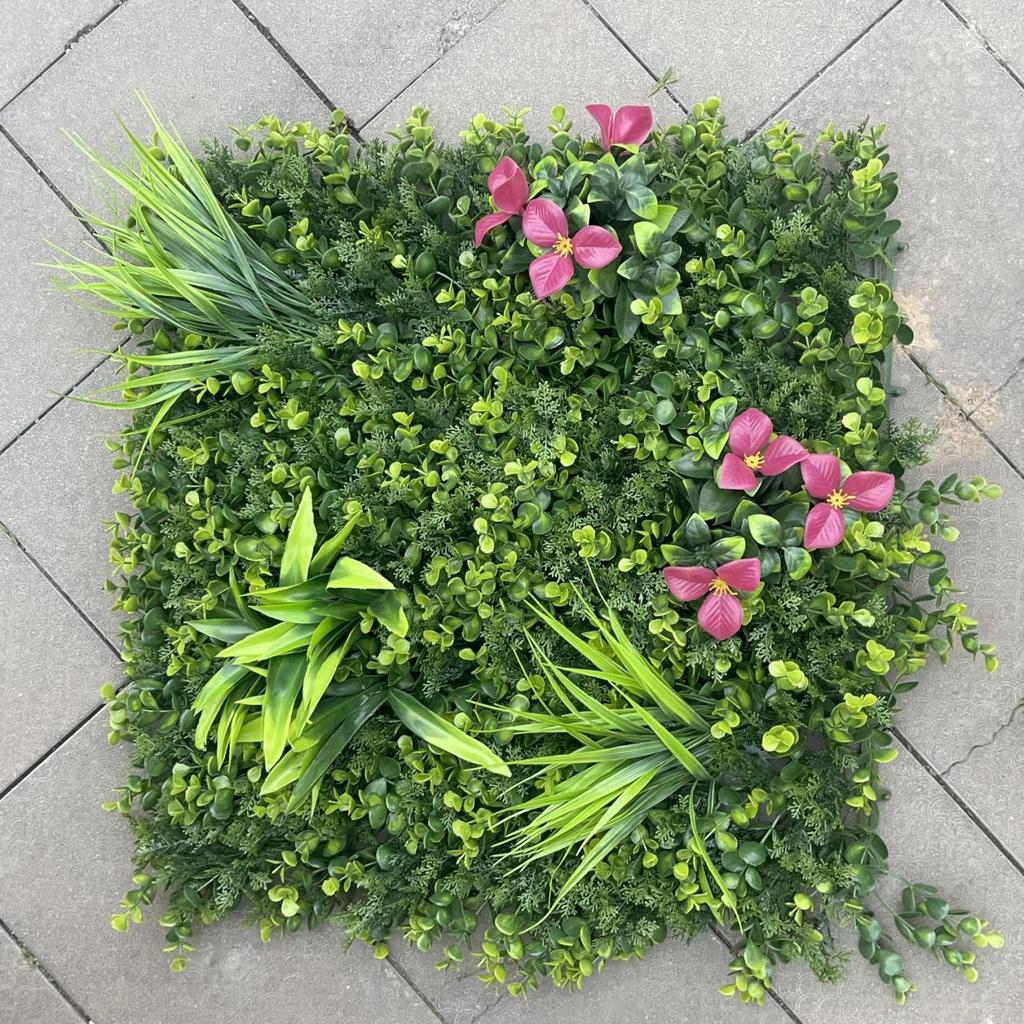50×50cm Artificial Green Plant Wall - Plastic Vertical Garden, Fake Flower Wall, Synthetic Turf Background