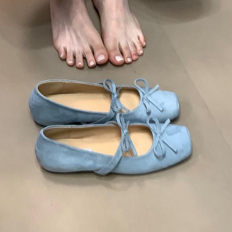 Летние туфли Мэри Джейн с внутренней танкеткой, мелководным вырезом, летние, французский ретро, вечерний бриз, бант, нежные однотонные туфли