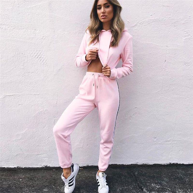 Sets Womens Tracksuit Topsbottom Fashion Long Sleeve Loose Pullover Sportwear