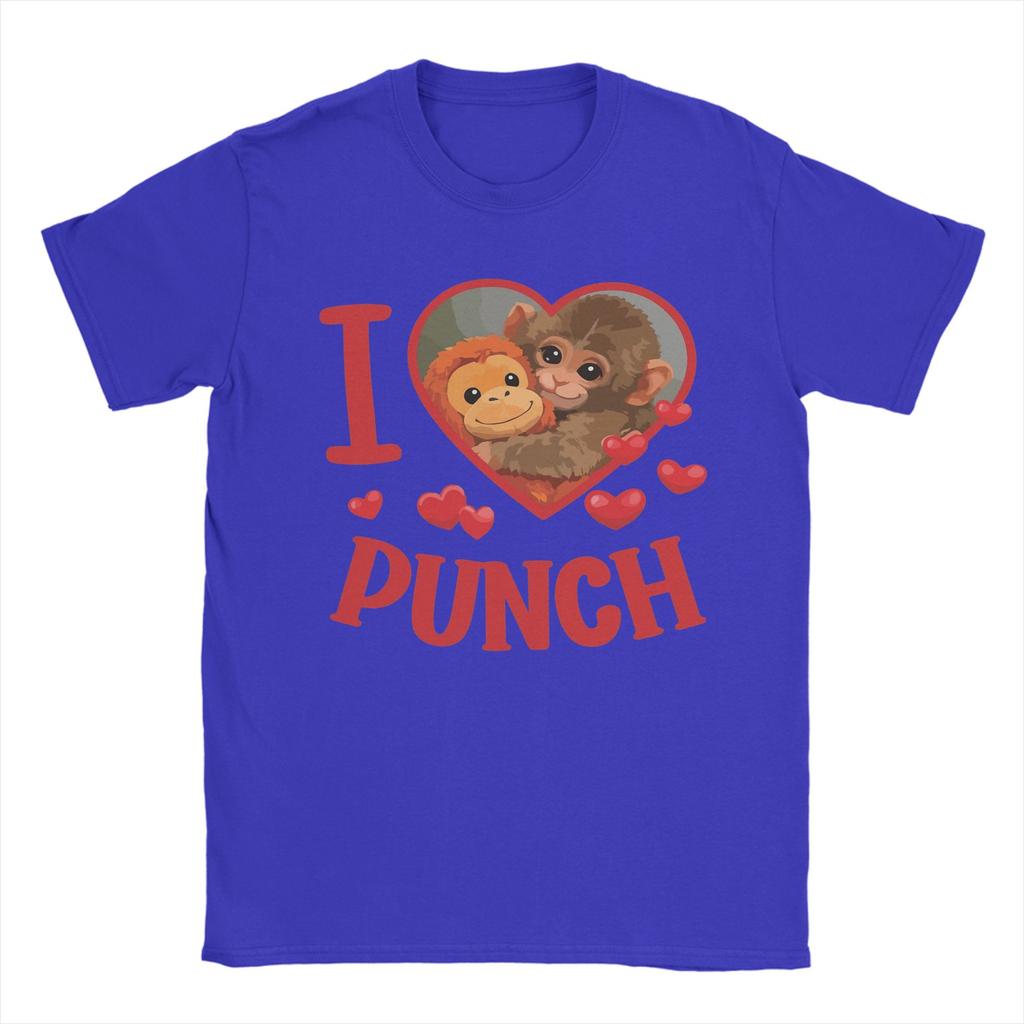 Unisex I Love Punch Cute Baby Monkey Heart T Shirt Pure Cotton Tops Funny Short Sleeve Round Collar Tees Gift Idea TShirt