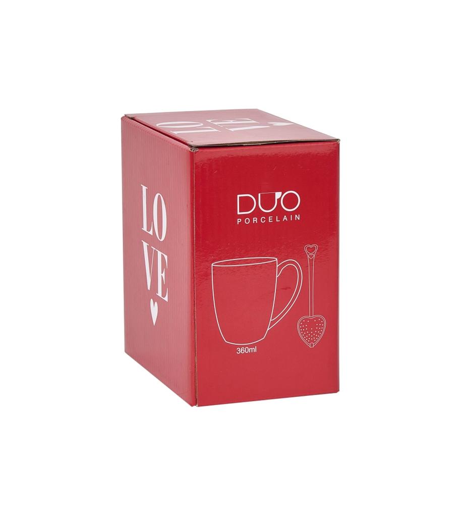 Charming Porcelain Mug with Infuser 360 - Teddy Bears with Hearts Valentine' Day Gift