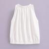 Fashion Style 2024 Summer Romantic Garden Style Minimal White Pleated Round Neck Sleeveless Shirt 05143946251