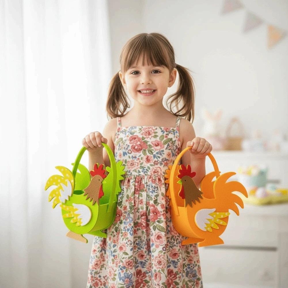 Мультяшный Петух Фетровый Цыпленок Корзина Вырезка Пасхальный Чехол для Хранения Петух Конфетница Свадебные Украшения