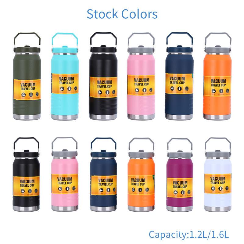 1200ml Handheld Insulated Canister 304 Stainless Steel Vacuum Large Capacity Ice King Flask water bottle with Straw