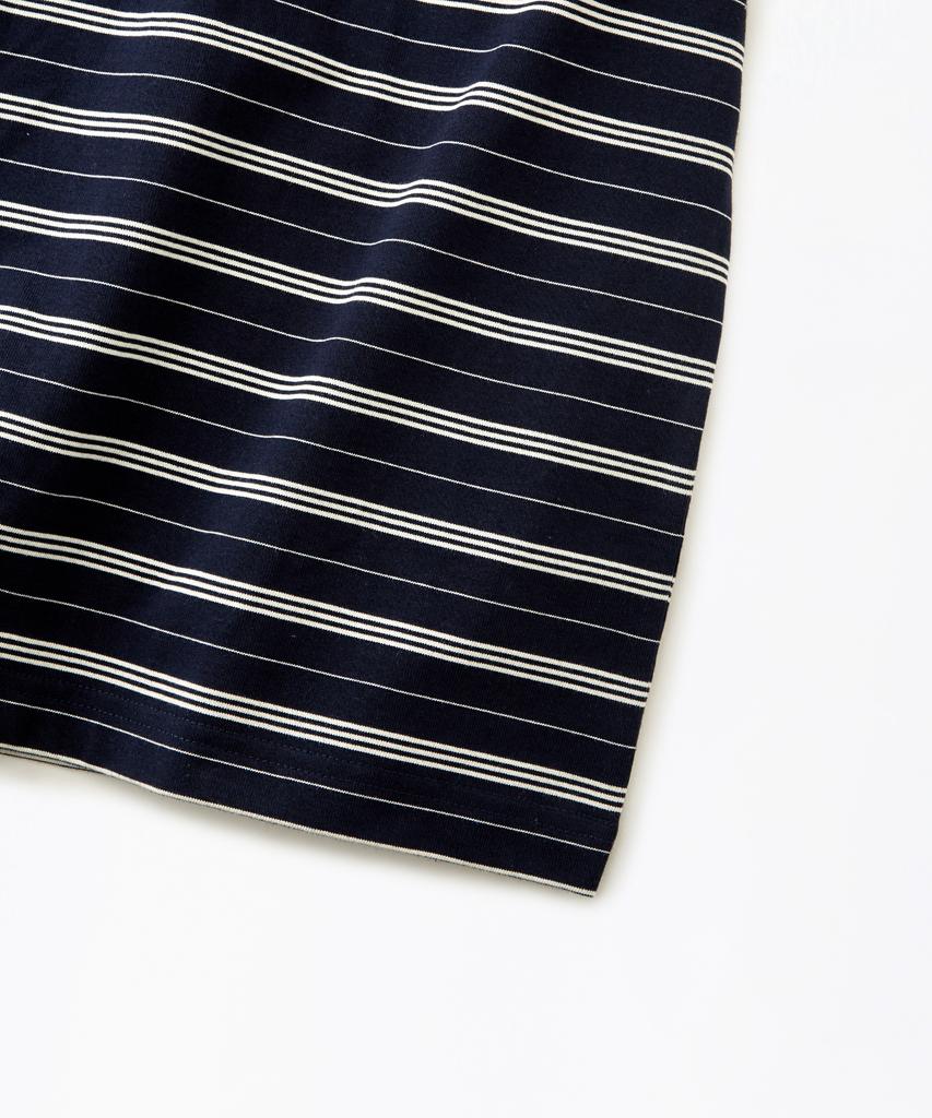 OUTSTANDING Stripe Half Sleeve Tee_Navy/Ivory