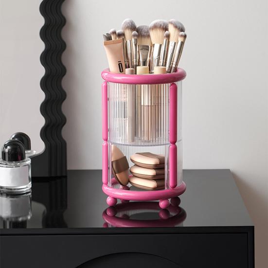 Подставка для кистей для макияжа Настольный органайзер для губной помады и карандашей для бровей 2-ярусный стакан для косметических кистей для организации туалетного столика