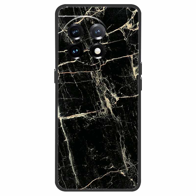 Чехол для OnePlus 11 5G One Plus 11R Цветок Мрамор Черный Бампер Мягкий ТПУ Силиконовый Чехол для OnePlus 11 / 11R 5G Чехлы для Телефонов Capas