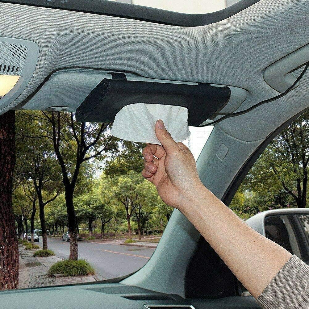 Black Car Tissue Holder With 7 PCS Tissue Refill, Sun Visor Napkin Holder, Car Tissue Box For Sun Visor, Paper Dispenser For Auto, Car Case Refill