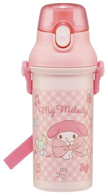 Бутылка для питья Skater Water Direct Dishwasher, My Melody от Sanrio, большая, для детей, 480 мл, Пластик, Однокнопочное открытие, Безопасная, Япония, Лента,