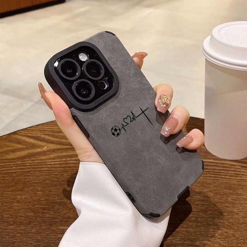 Чехол для телефона с футбольным узором из искусственной кожи для iPhone 11 12 13 14 15 16 17 Pro Max Air XR X XS 16E Plus Защитная крышка для объектива