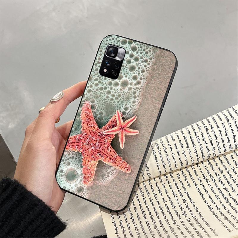 Чехол для телефона для Xiaomi Poco C71 15T 14T Pro Redmi note 15 14 14 13 Pro Redmi A5 15C 13C Ракушка Морская звезда синий Океан