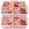 8 Grids Snack Container with Leak-Proof Lid & Handle - Portable Square Party Tray for Travel, Office, School, BBQs - Outdoor-Safe Snack Tray
