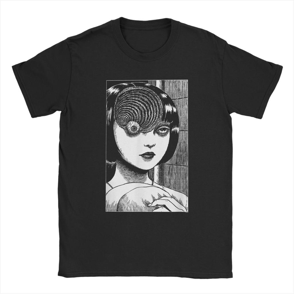 Мужские футболки Junji Ito 'Спираль Шрама' Винтажные хлопковые футболки с круглым вырезом и коротким рукавом Подарочная одежда