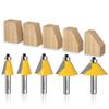 WSOOX 5PCS Chamfer Router Bits with 1/4" Shank Bevel Edge Forming Router bits (11.25°,15°,22.5°,30°,45°.)