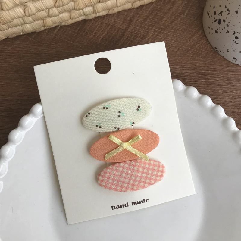 3pc/set Sweet Cute Kids Girl Hair Clip Fashion Bow Cherry Plaid Style Hair Pin Lovely Fabric Bang Side Clip Kawaii Girl Headwear