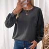 Women's Fashion Casual Solid Color Print Fall Winter Long Sleeve O-Neck Pullovers & Long Sleeves