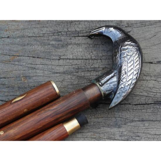 Старинная трость с вороньим дизайном, латунная ручка, деревянная прогулочная трость с антикварной отделкой и латунной отделкой, подарок