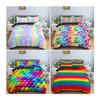 Комплект постельного белья с радужным принтом, разноцветные полосы, мягкий, удобный и дышащий, пододеяльник, комплект постельного белья размера King Queen из 3 предметов