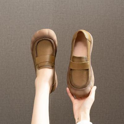Новые женские лоферы с неглубоким вырезом, круглым носком, удобные и универсальные туфли-балетки из мягкой кожи