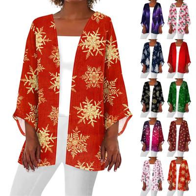 Женская повседневная модная куртка Caot с рождественским принтом, легкая, средней длины, кардиган