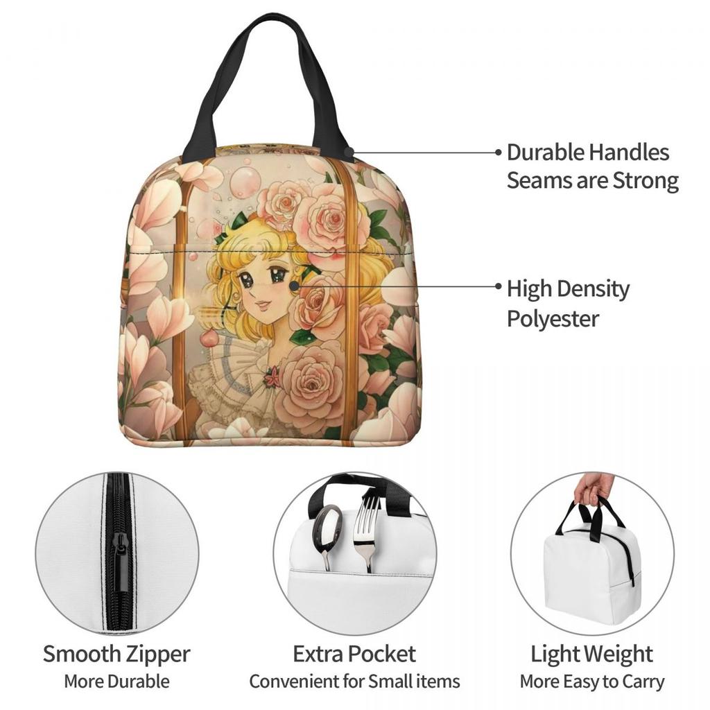 Candy Candy Anime Manga Insulated Lunch Bag for Kids School Cooler Thermal Food Box Tote Leakproof Lunch Boxes Container