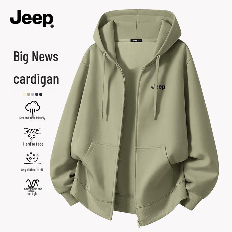 Jeep Мужская толстовка с капюшоном на молнии, утяжеленная