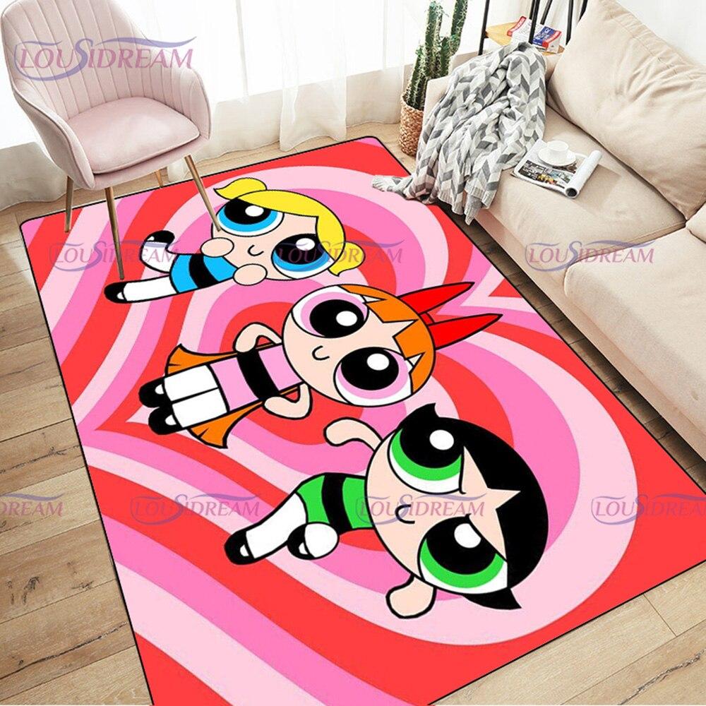 Ковер с героями мультфильмов «Крутые девчонки» с принтом для гостиной, спальни, декор, ковер для ванной комнаты, нескользящий ковер, напольный коврик, коврик в прихожей