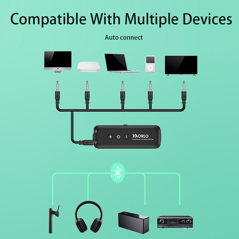 VAORLO Адаптер Bluetooth 5.0 с микрофоном 2 в 1, передатчик и приемник для наушников, динамик, стерео беспроводной аудиоадаптер